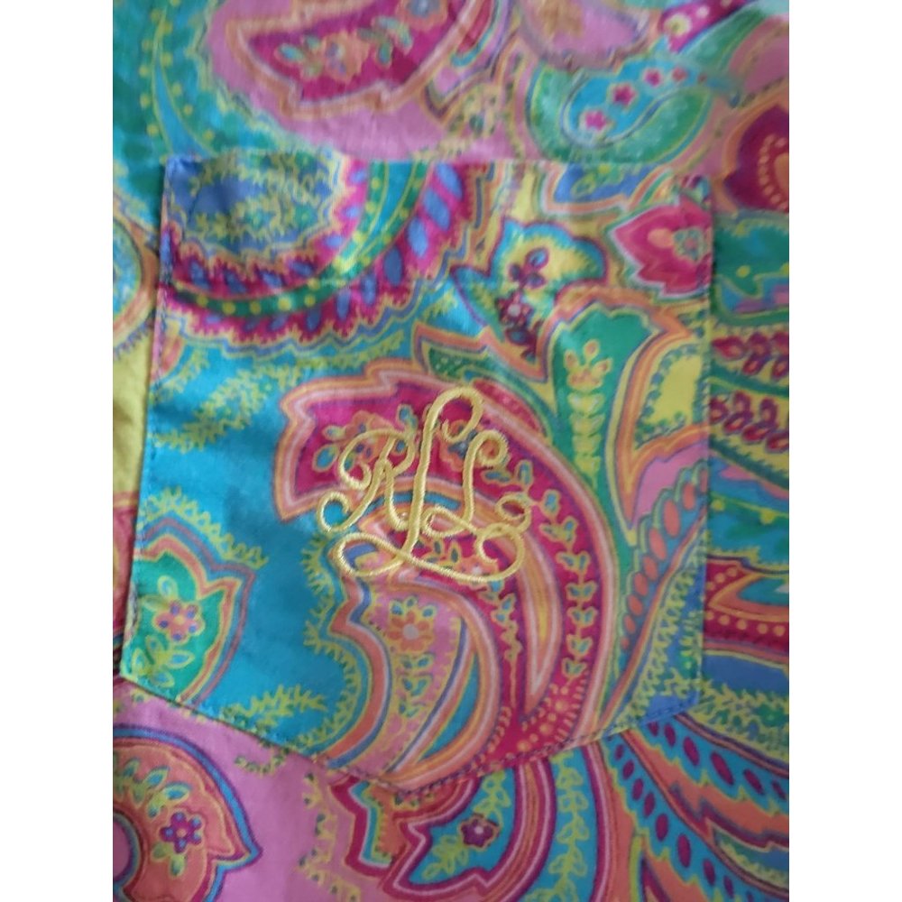 Lauren Ralph Lauren LRL Womens Paisley green blue Sleep Nightshirt size Medium - Picture 4 of 6